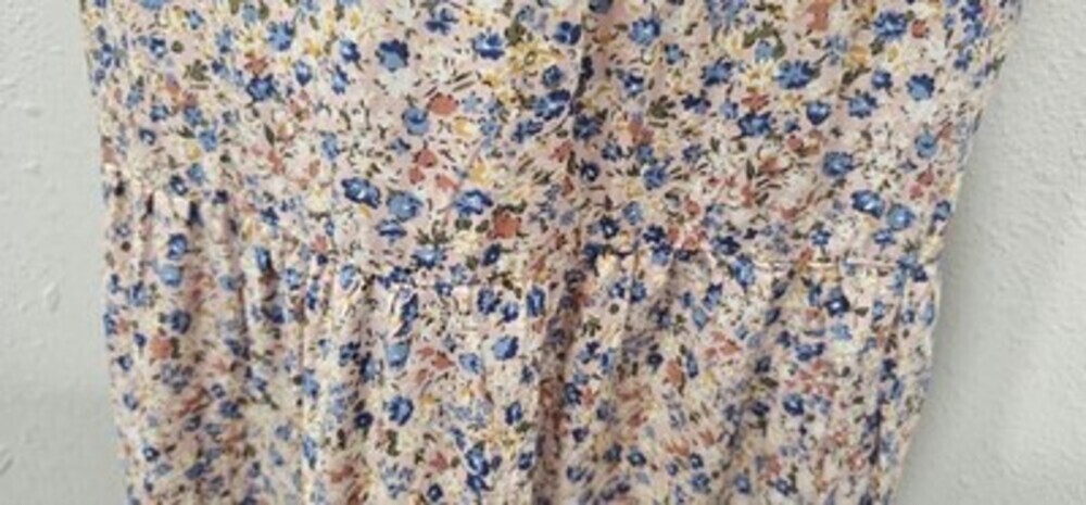 Manydress Womens Casual Floral Print Dress Layered Swing Boho Maxi Pockets Sz L - Picture 11 of 12